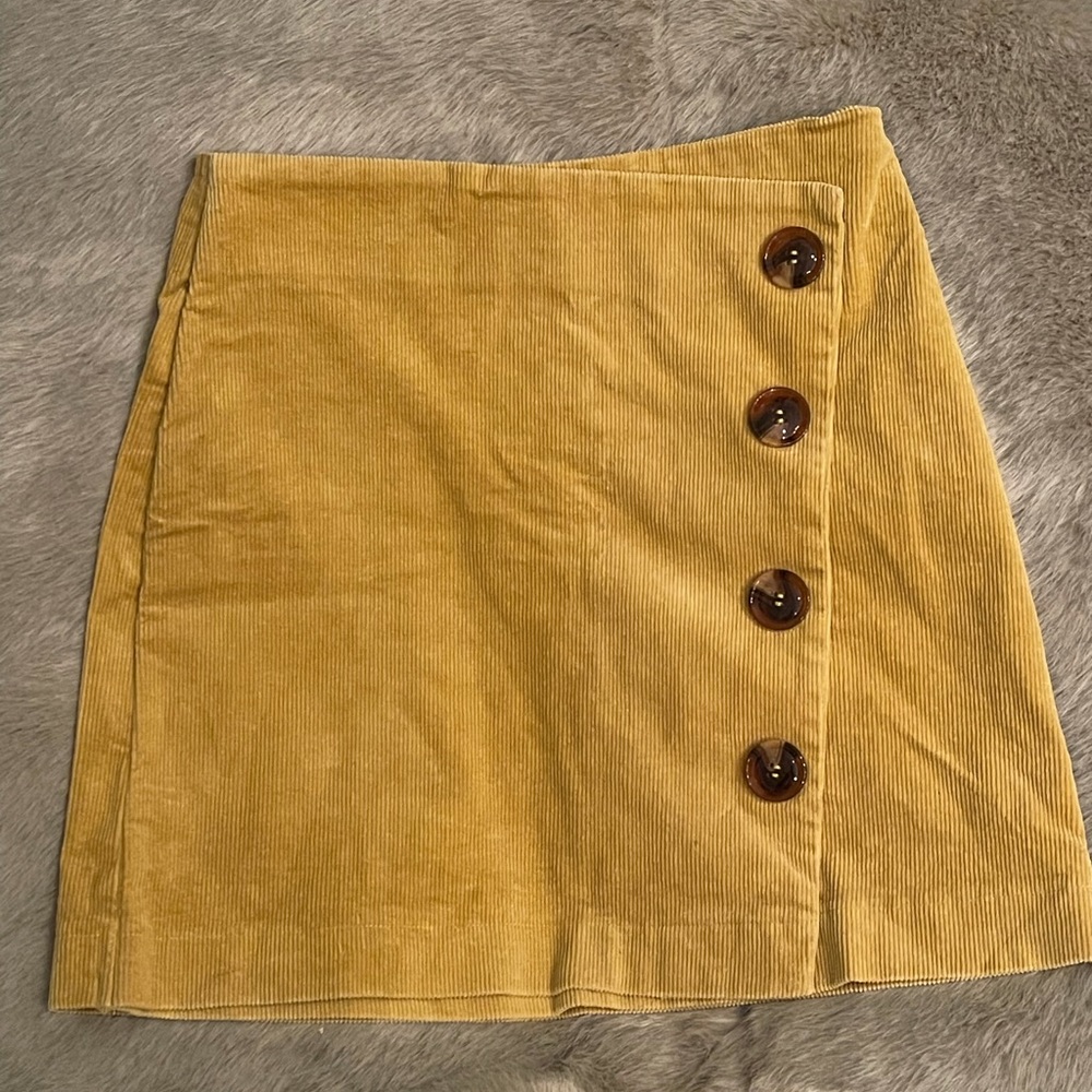 altar’d state yellow “cute as a button cord” skirt